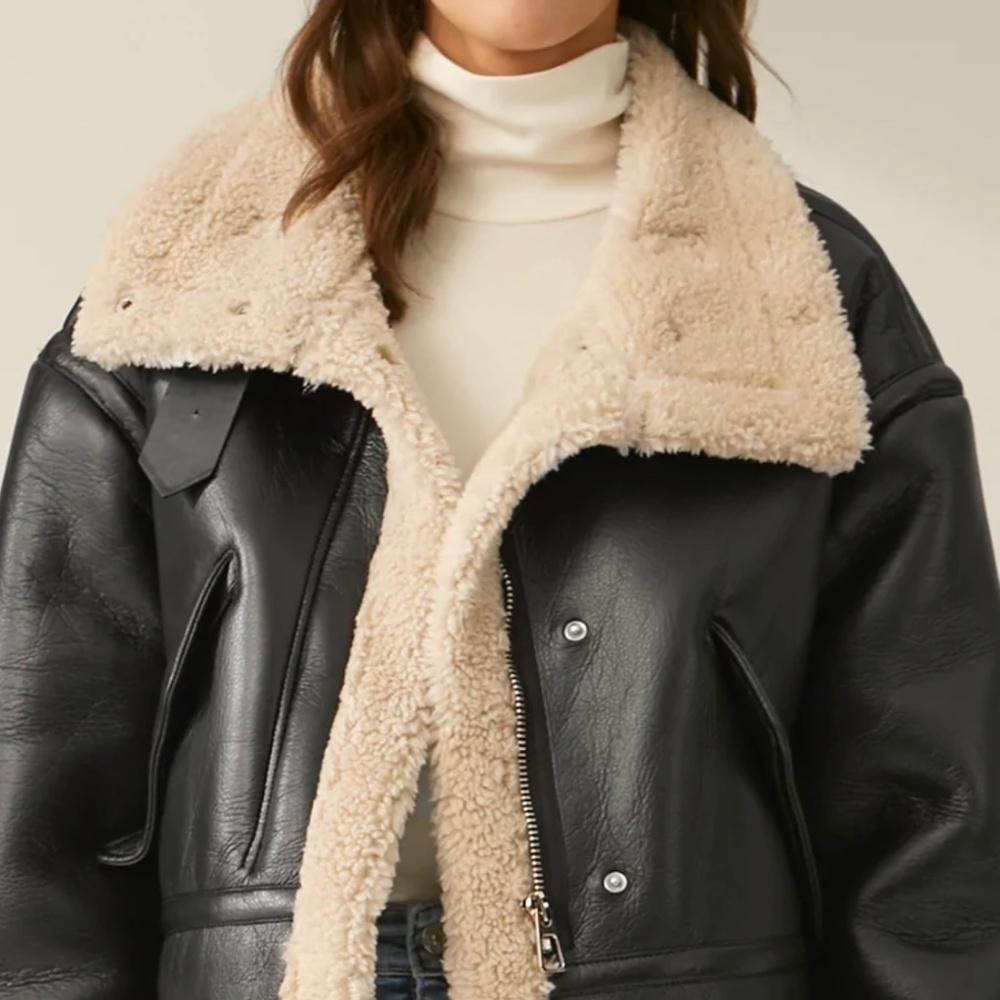 Sherpa lined leather jacket
